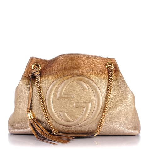 black gucci bag with gold chain large calf skin|Gucci soho chain shoulder bag.